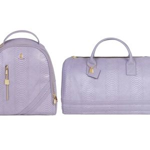 TOTE & CARRY LUXURY VEGAN LEATHER SET IN BLUE (APOLLO 1 BBF TRAVEL SET)